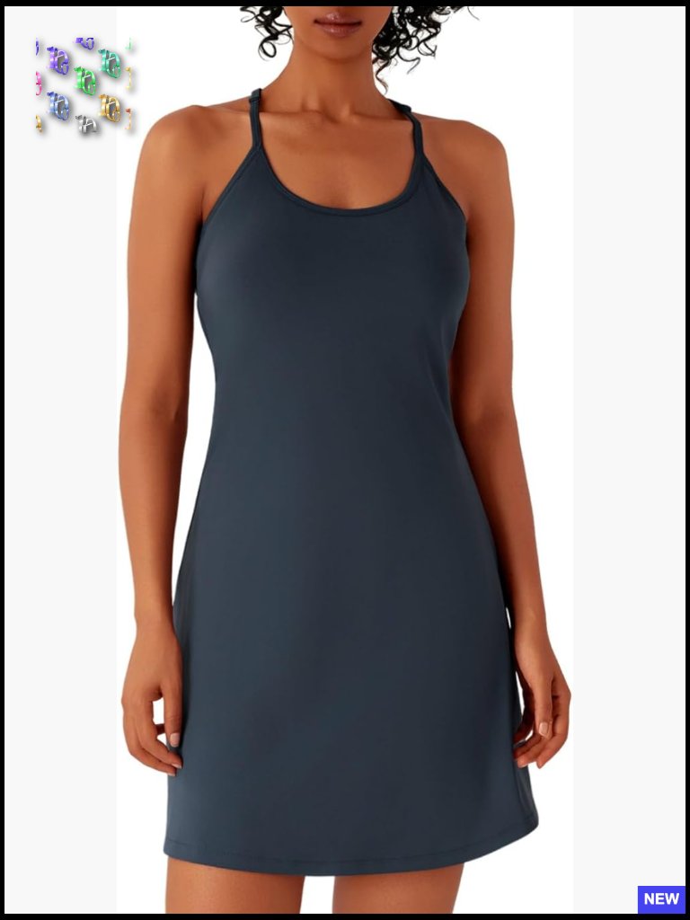 Tennis Dress With Built-In Shorts And Pockets Athletic Workout Golf Adjustable